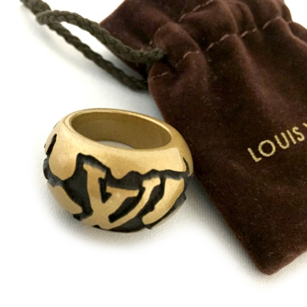 LOUIS VUITTON LEO MONOGRAM WOOD BERG RING A1161 - Picture 13 of 13